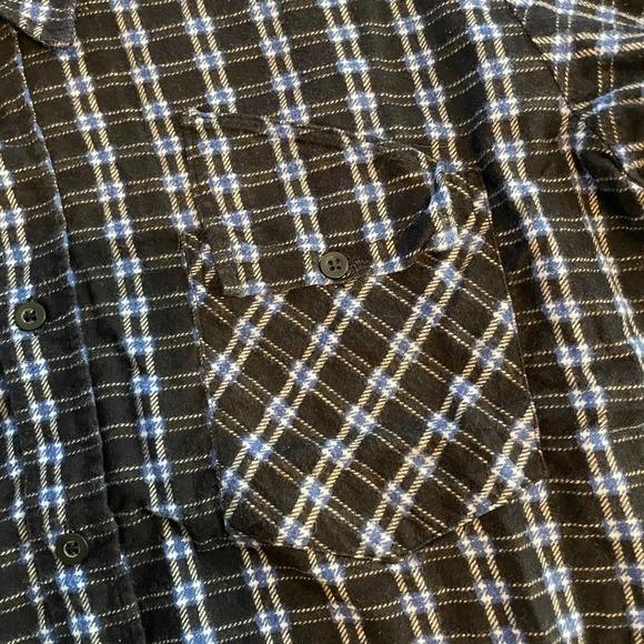 Vintage 90s Y2K Rustic Outfitter Plaid Flannel Button Up Shirt Blue Womens Large - Picture 6 of 11